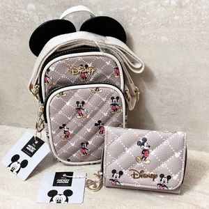 Disney Mickey Mouse Crossbody Bag Cell Phone Holder & Trifold Wallet *Primark*